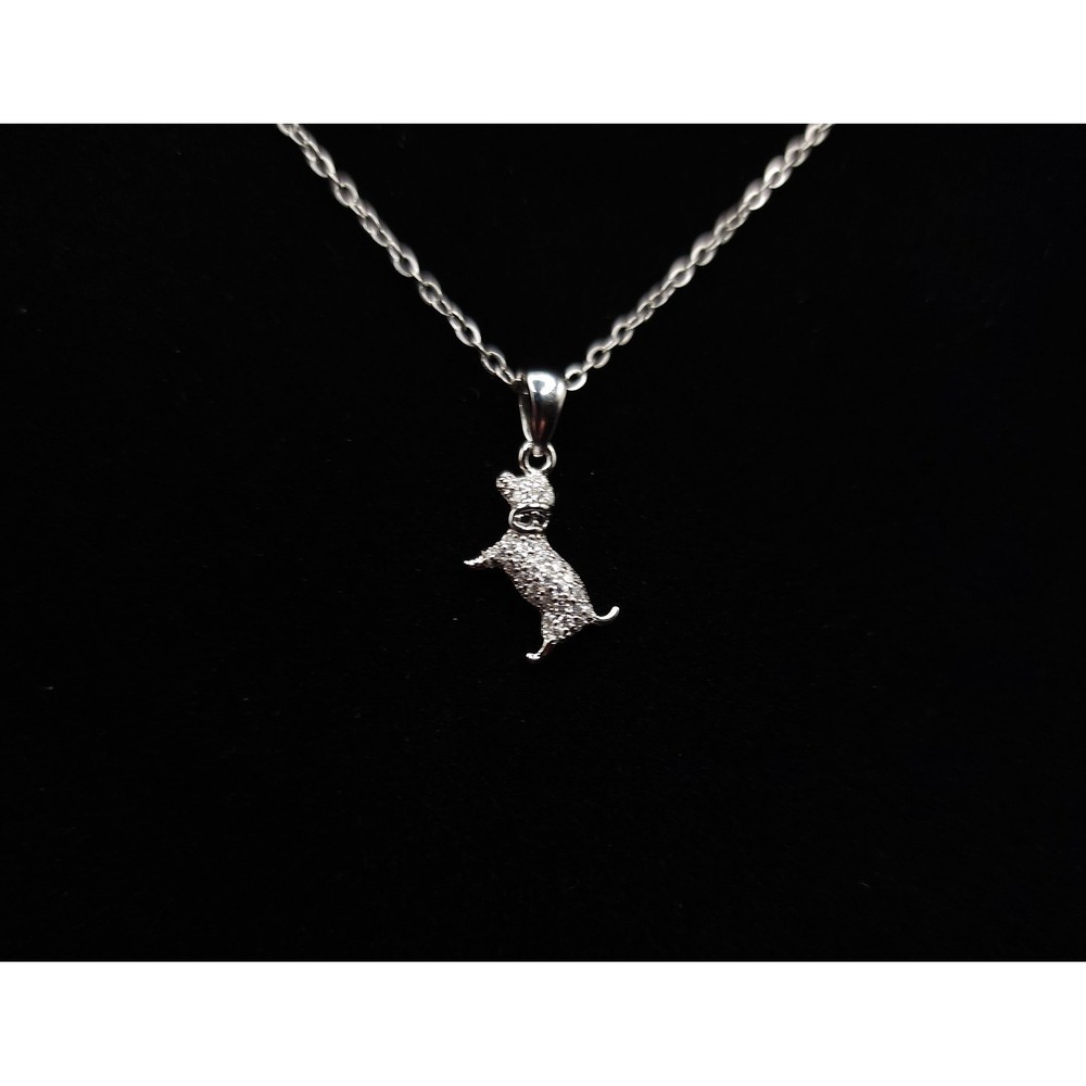 AXNT Moissanite Dog Pendant Necklace‎ 0.50CT 925 Silver Pave